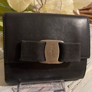 Salvatore Ferragamo Black Wallet With Silver Accent (EUC)